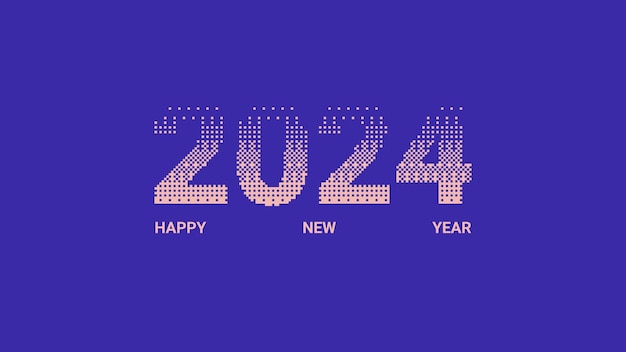 Gelukkig nieuw jaar 2024 bitmap retro