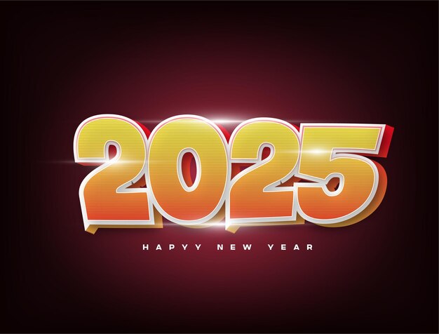 Gelukkig nieuw jaar 2025 luxe tekst effect