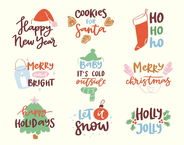 Gelukkig nieuwjaar 2018 tekstlogo badge belettering vakantie kalender print merry christmas pasgeboren partij illustratie