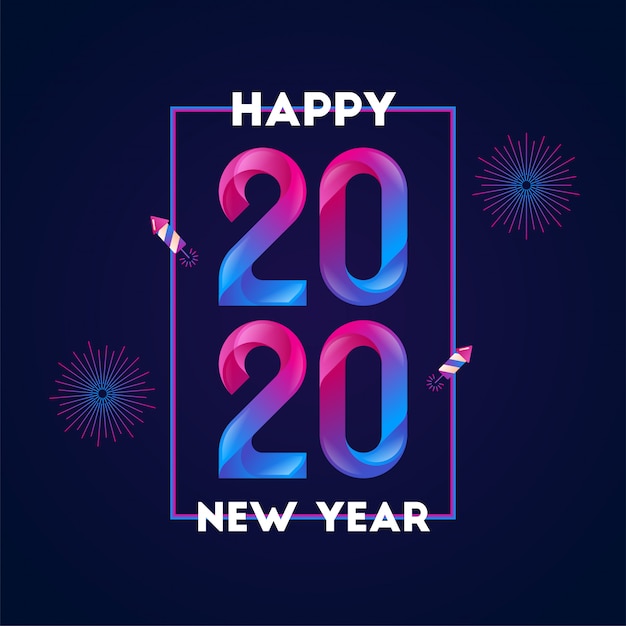 Vector gelukkig nieuwjaar 2020 achtergrond met kleurovergang