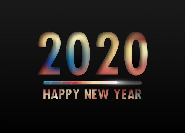 Vector gelukkig nieuwjaar 2020 illustratie.