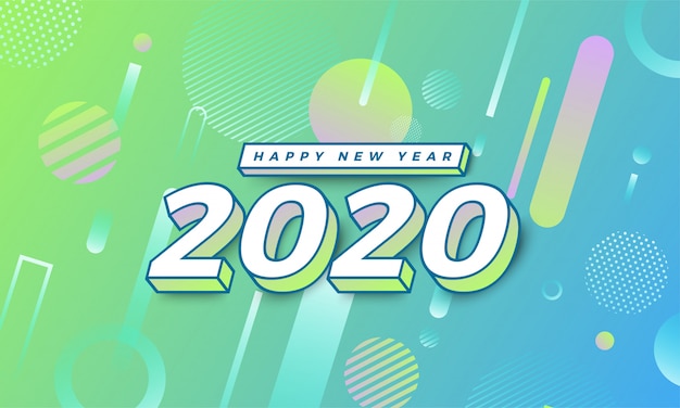 Gelukkig nieuwjaar 2020 memphis design
