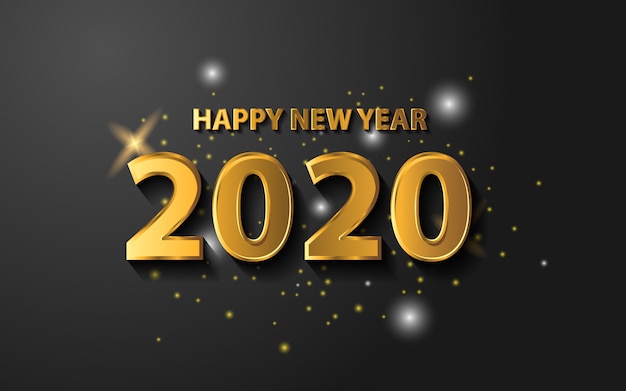 Gelukkig Nieuwjaar 2020 met gouden kleur