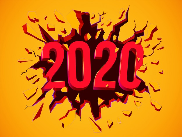 Vector gelukkig nieuwjaar 2020-wenskaart