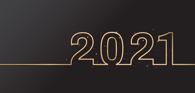 Vector gelukkig nieuwjaar 2021 elegant ontwerp op zwarte achtergrond. gouden 2021-nummers.