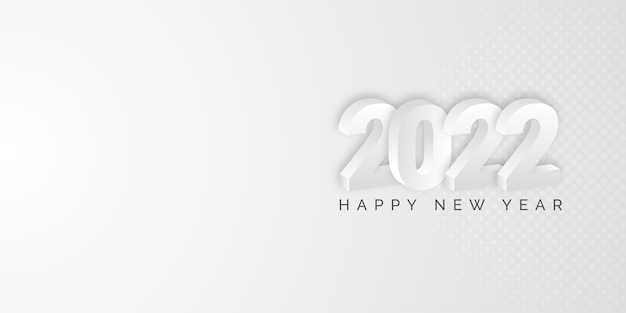 Gelukkig nieuwjaar 2022 achtergrondontwerp met grijze kleurtekst en witte kleur bureaubladachtergrond