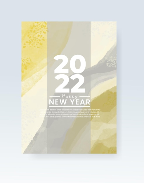 Gelukkig nieuwjaar 2022 banner of kaartsjabloon met aquarel wasplons