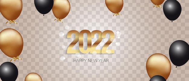 Gelukkig nieuwjaar 2022 Elegante gouden tekst. Minimalistische vectorillustratie