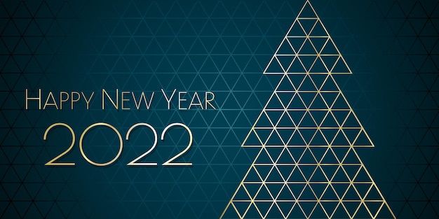 Gelukkig nieuwjaar 2022 geometrische ontwerp kerstboom