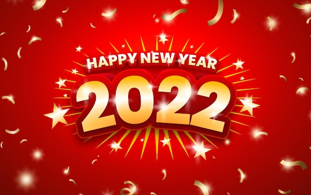Gelukkig nieuwjaar 2022 gouden tekst rode achtergrond