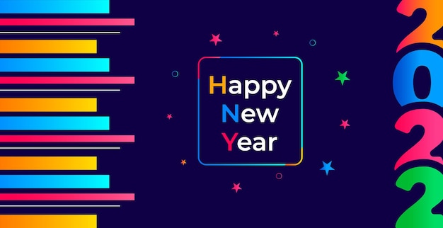 Vector gelukkig nieuwjaar 2022 kleurrijke achtergrondontwerp met kalender header 2022 nummer