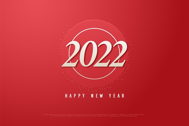 Gelukkig nieuwjaar 2022 met 3d rode cirkelachtergrond