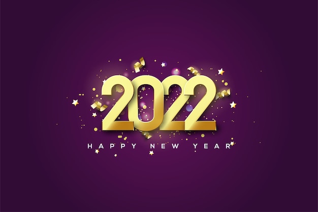 Gelukkig nieuwjaar 2022 met luxe en elegante gouden cijfers