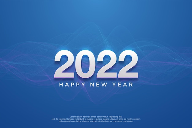 Gelukkig nieuwjaar 2022 op een elegante blauwe achtergrond