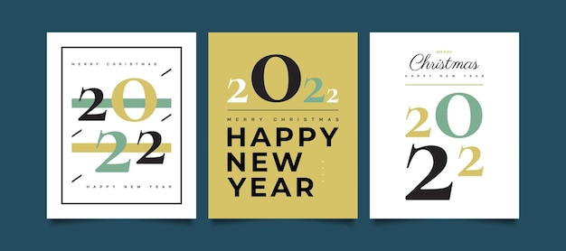 Gelukkig Nieuwjaar 2022 Poster decorontwerp met elegante en minimalistische stijl. Nieuwjaarsviering ontwerpsjabloon voor flyer, poster, brochure, kaart, banner of briefkaart