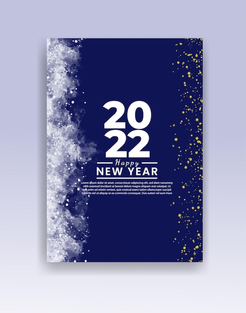 Gelukkig nieuwjaar 2022 poster of kaartsjabloon met aquarel wash splash