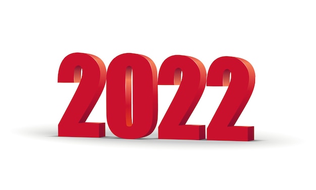 Gelukkig Nieuwjaar 2022 rode 3D-nummers geïsoleerd op transparante achtergrond