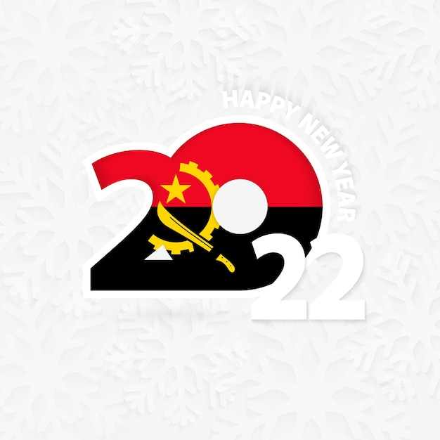 Gelukkig Nieuwjaar 2022 voor Angola op sneeuwvlokachtergrond.