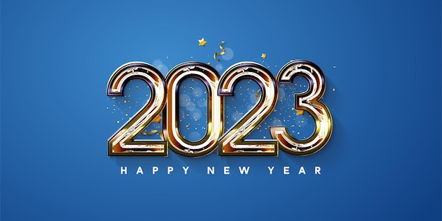 Vector gelukkig nieuwjaar 2023 achtergrond met 3d-nummer illustratie.