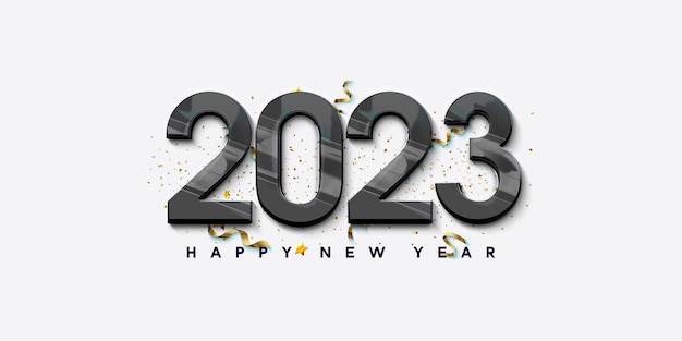 Gelukkig nieuwjaar 2023 achtergrond met 3d-nummer illustratie.