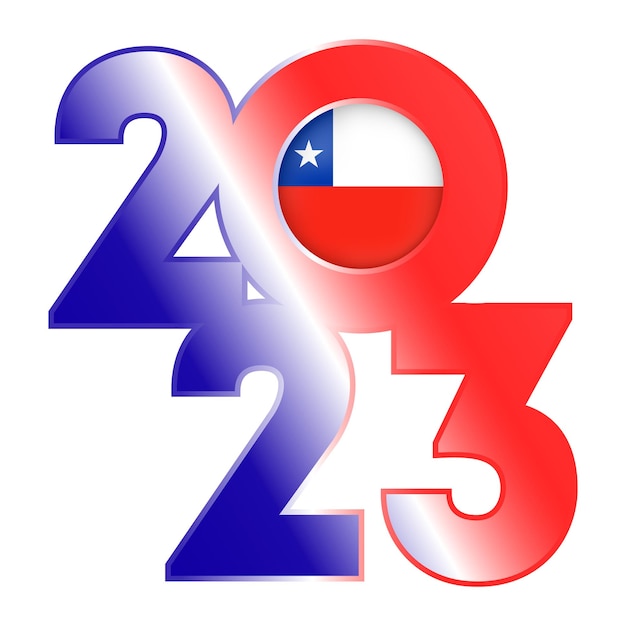 Gelukkig Nieuwjaar 2023 banner met de vlag van Chili binnen vectorillustratie
