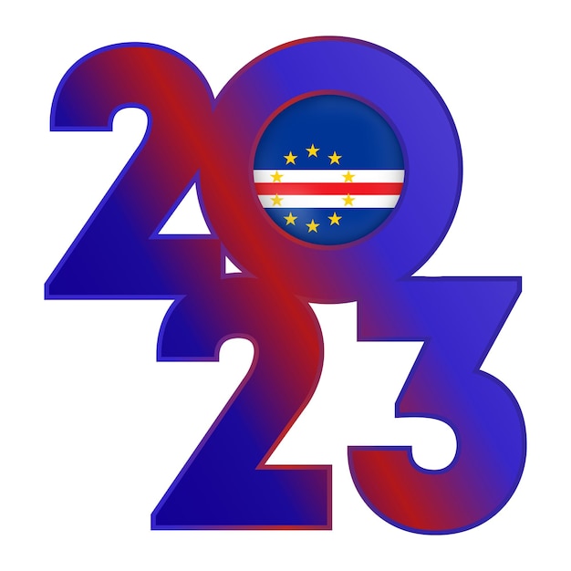 Gelukkig Nieuwjaar 2023 banner met Kaapverdische vlag binnen vectorillustratie