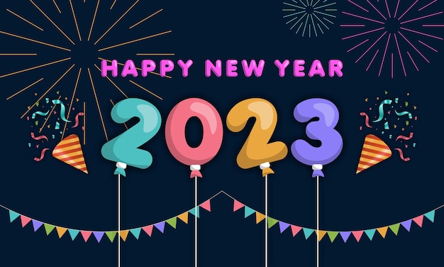 gelukkig nieuwjaar 2023 feest met ballonletters