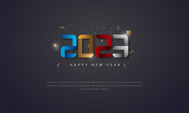Vector gelukkig nieuwjaar 2023 kleurrijk verloopontwerp
