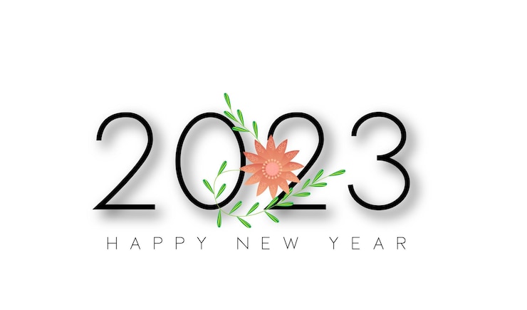 Vector gelukkig nieuwjaar 2023 met bewerkbaar vectornummer