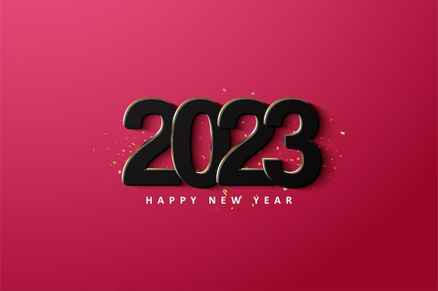 gelukkig nieuwjaar 2023 met eenvoudige zwarte cijfers.