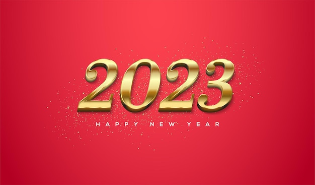 Gelukkig nieuwjaar 2023 met luxe gouden 3D-nummers
