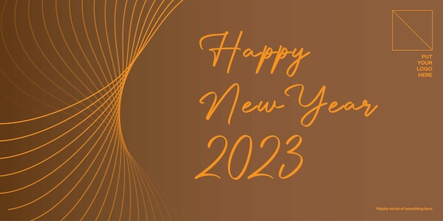 Gelukkig nieuwjaar 2023. Nieuwjaarsfelicitatie met abstracte vorm en elegant thema goudbehang