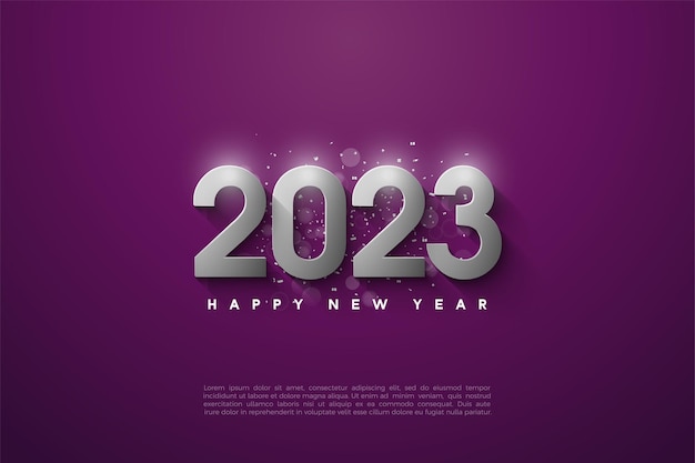 gelukkig nieuwjaar 2023 op paarse achtergrond.