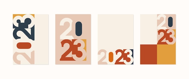 Gelukkig nieuwjaar 2023 posterontwerp in lichte kleur