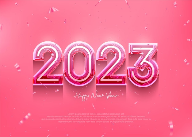 Gelukkig nieuwjaar 2023 roze 3D-nummer vector bewerkbaar