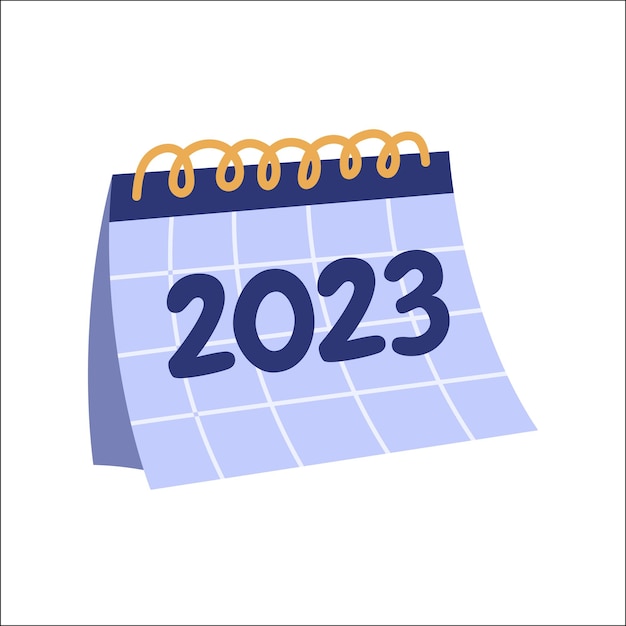 Gelukkig nieuwjaar 2023 tekst op kantoor kalender datum vectorillustratie