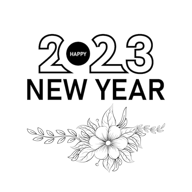 Vector gelukkig nieuwjaar 2023 tekst typografie ontwerp en elegante kerstdecoratie 2023