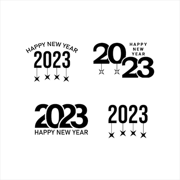 Gelukkig nieuwjaar 2023 tekst typografie ontwerp en elegante kerstdecoratie 2023