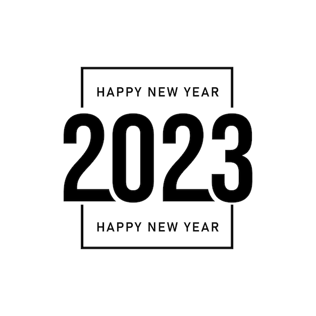 Gelukkig nieuwjaar 2023 tekst typografie ontwerp en elegante kerstdecoratie 2023