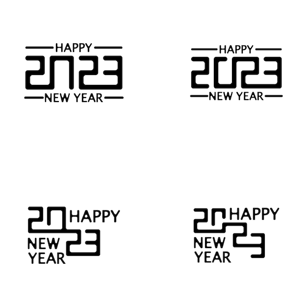 Gelukkig Nieuwjaar 2023 tekstontwerp Brochure ontwerp sjabloon kaart banner Vectorillustratie