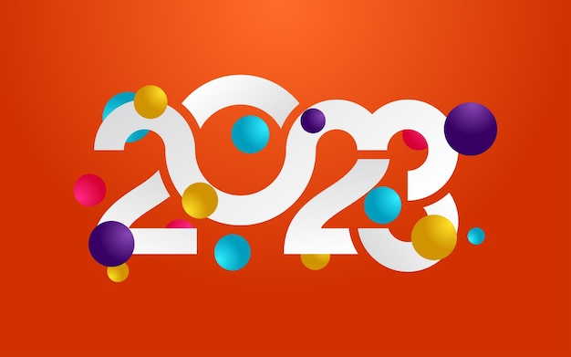 Gelukkig Nieuwjaar 2023 tekstontwerp voor Brochure ontwerp sjabloon kaart banner Vector illustratie