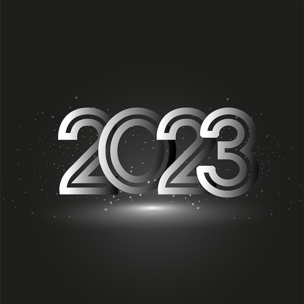 Vector gelukkig nieuwjaar 2023 tekstontwerp voor brochure ontwerp sjabloon kaart banner wenskaart vectorillustratie geïsoleerd op zwarte achtergrond