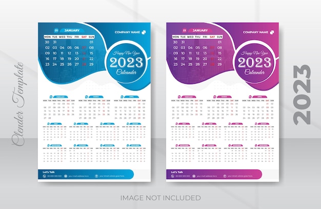 Gelukkig nieuwjaar 2023 zakelijke wandkalender ontwerpsjabloon