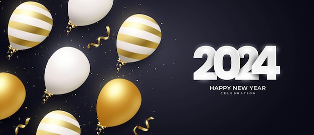 Gelukkig nieuwjaar 2024 2024 nieuwjaarsvieringsconcept voor wenskaartbanner en postsjabloon