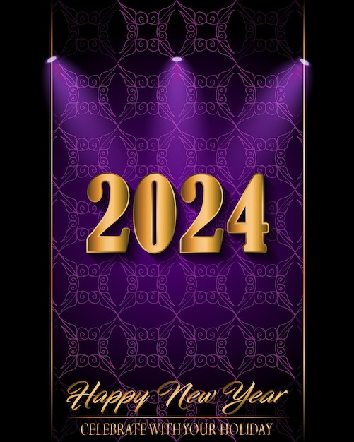 Vector gelukkig nieuwjaar 2024 achtergrond voor uw seizoensgebonden uitnodigingen feestelijke affiches groeten kaarten