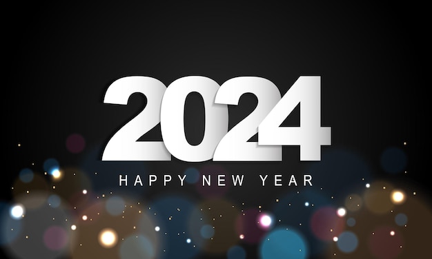 Gelukkig Nieuwjaar 2024 Achtergrondontwerp Greeting Card Banner Poster Vector Illustratie