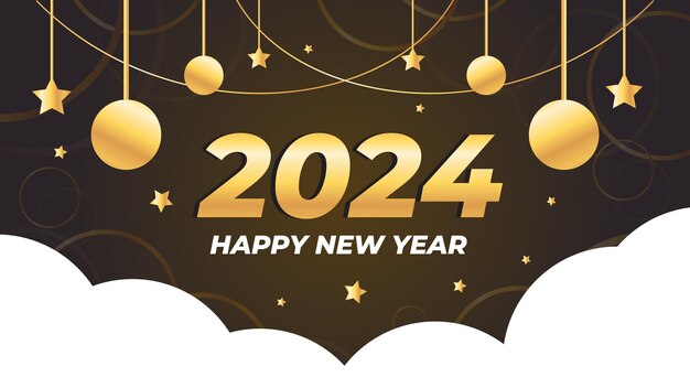 Vector gelukkig nieuwjaar 2024 achtergrondontwerpsjabloon