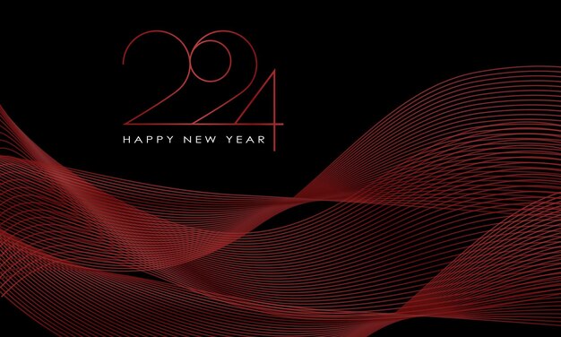 Vector gelukkig nieuwjaar 2024 elegante gouden tekst met ballonnen en confetti realistische vector