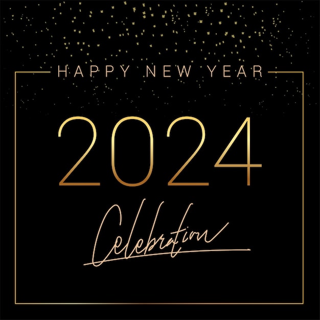 Vector gelukkig nieuwjaar 2024 nieuwjaar schitterende achtergrond met goud en glitter