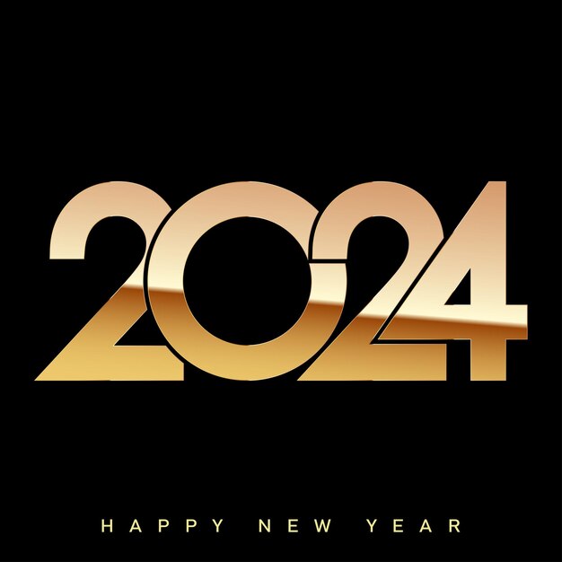Gelukkig nieuwjaar 2024 ontwerp met unieke cijfers Premium vector ontwerp voor poster banner groet en nieuwjaar 2024 viering Vector illustratie